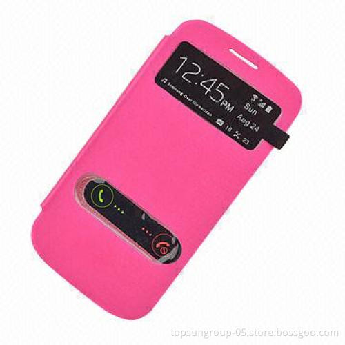 Window hole flip battery leather case for Samsung Galaxy S4 i9500